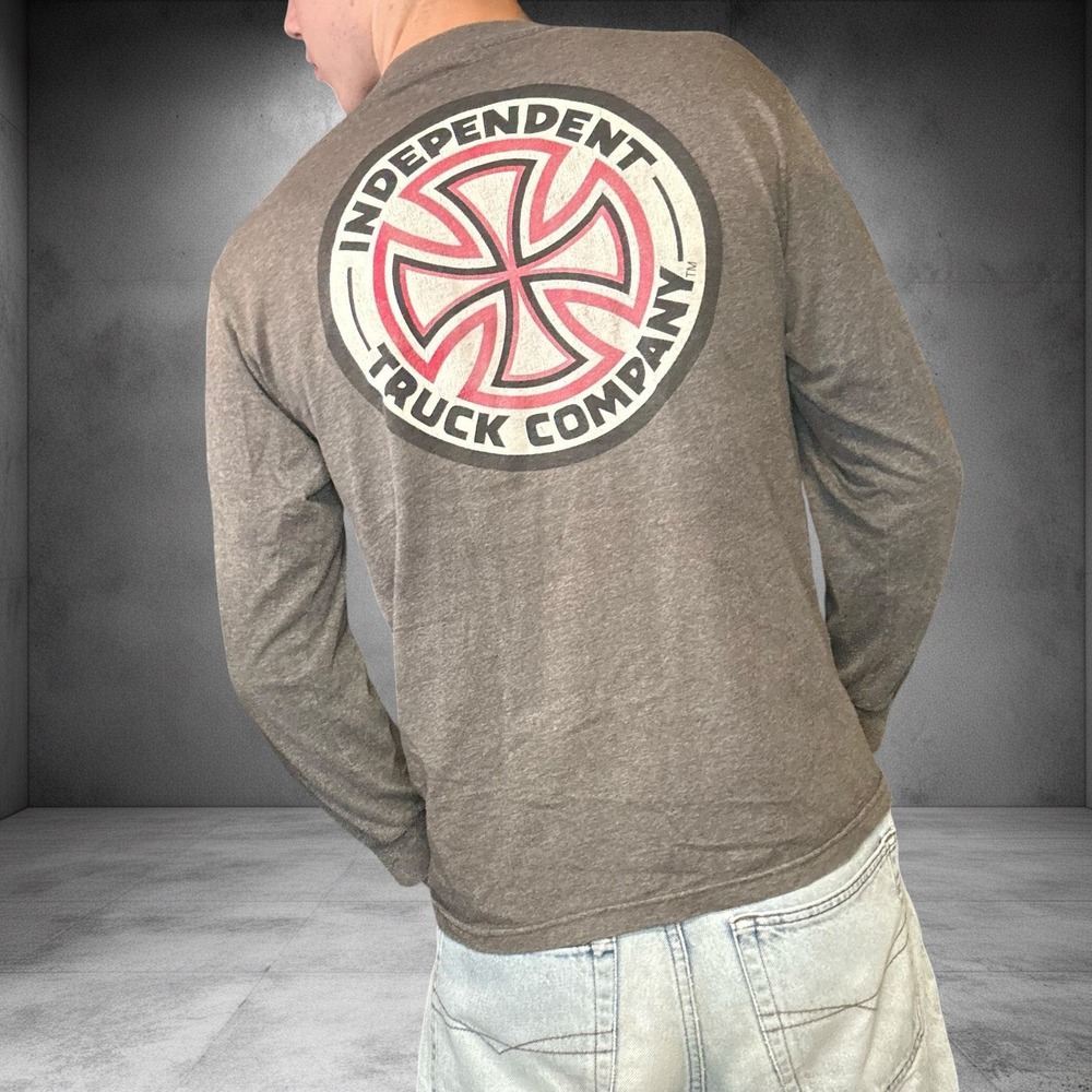Vintage Independent Truck Company Long Sleeve Shirt Grey Y2K Skater Medium